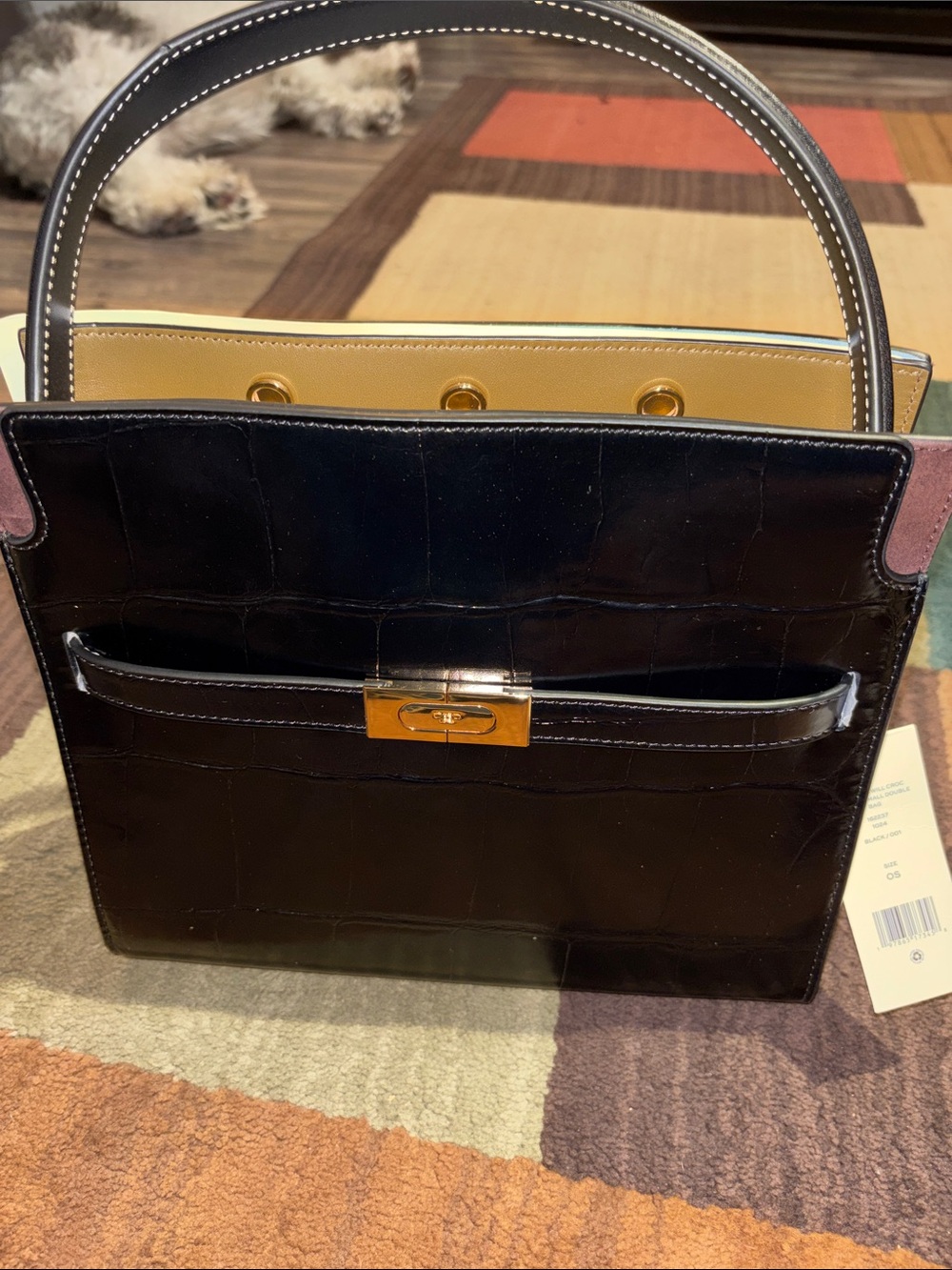 Tory Burch Lee Radzwill (small) Croc-Embossed Top-Handle Bag